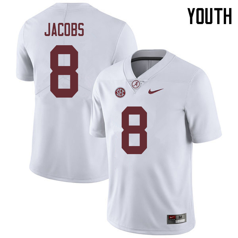 Youth #8 Josh Jacobs Alabama Crimson Tide College Football Jerseys Sale-White